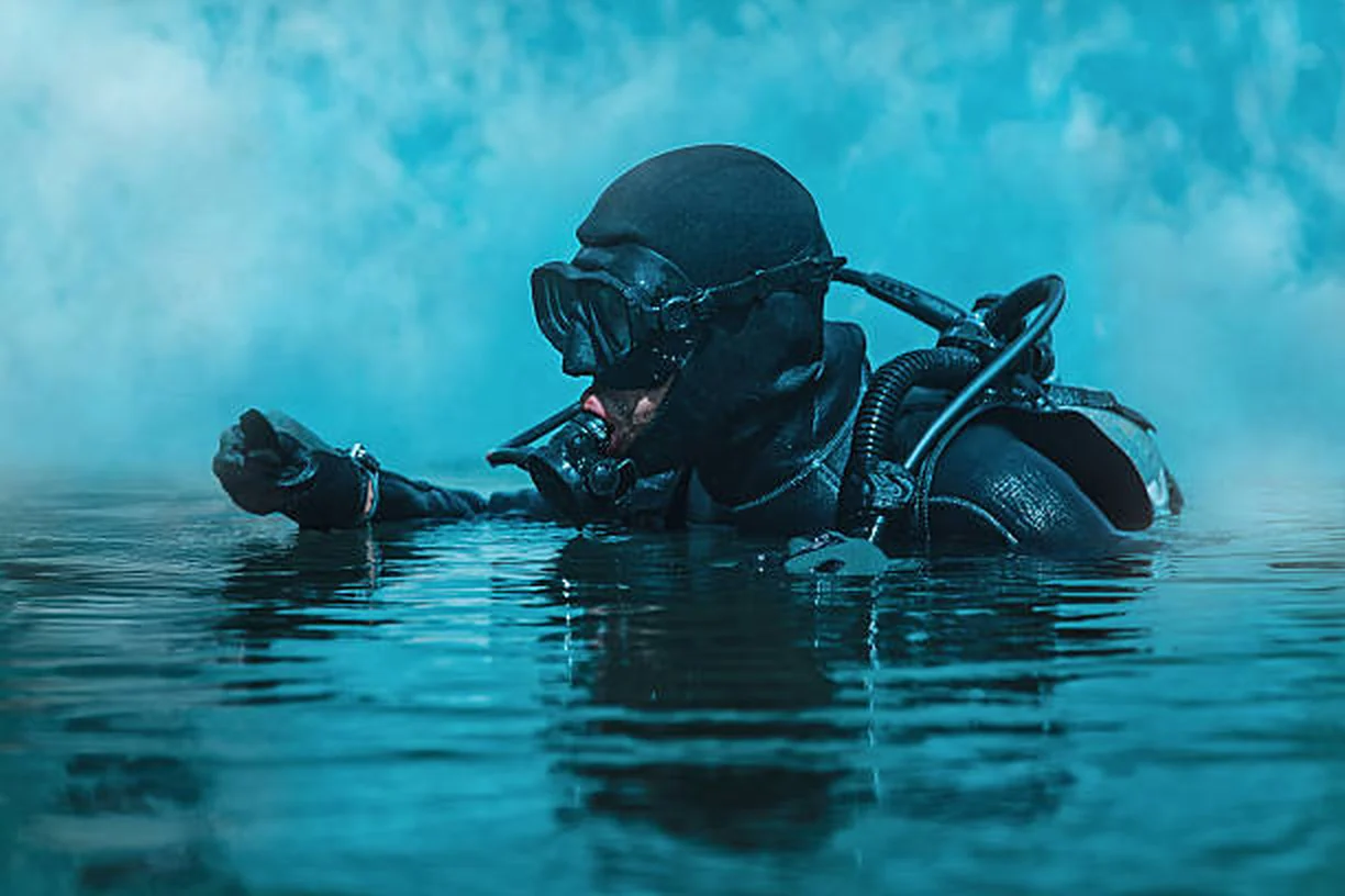 Diver in tactical equipment